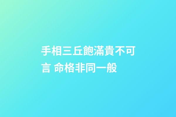 手相三丘飽滿貴不可言 命格非同一般